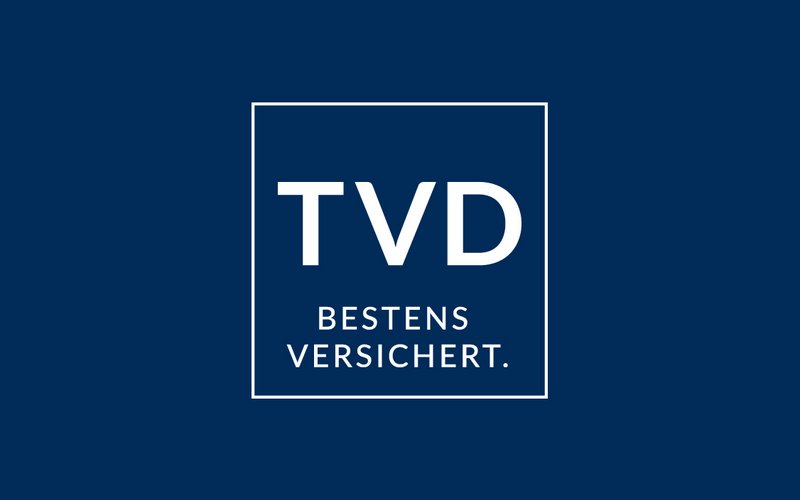 Logo der TVD auf dunkelblauem Grund